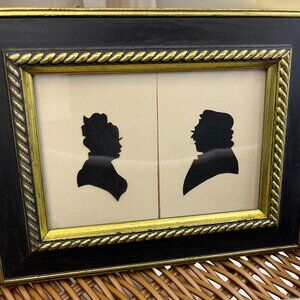 Vintage black and white silhouette couple framed 5x7 in paper